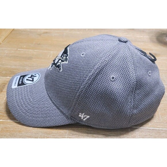 NEW 47 Brand Pittsburgh Penguins Mvp HAT Charcoal Adj Strap Cap NHL Hockey Gray - Picture 2 of 6